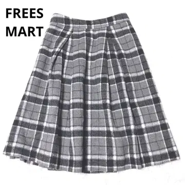 프리즈마트 무릎 기장 스커트 체크 무늬 턱 울 혼방 가을 겨울 캐주얼