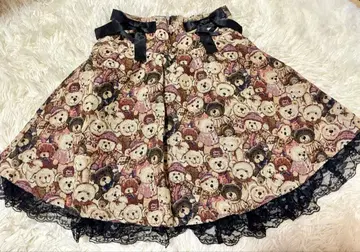 Ank Rouge 곰 프린트 플레어 스커트