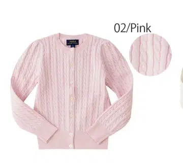 POLO 핑크 케이블 니트 가디건 L XL