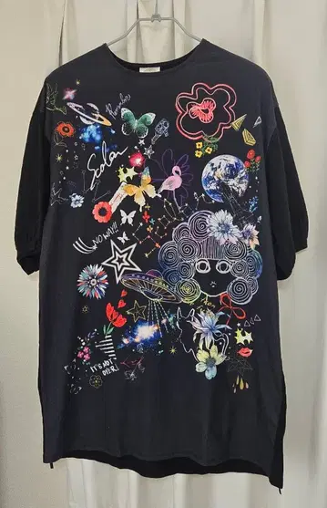 컬러풀 그래픽 반팔 티셔츠 원피스