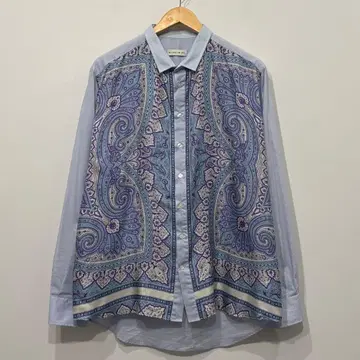 레어 ETRO 이탈리아 제 실크 절개 페이즐리 패턴 셔츠 42 빅