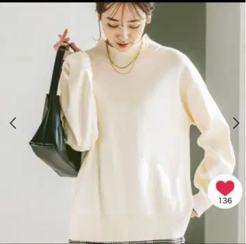 택 포함 새상품 글로벌 워크 니트 멜티 스탠드 슬릿 풀오버 L