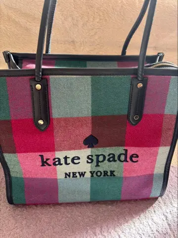 미사용에 가까운 kate spade 체크 무늬 토트백