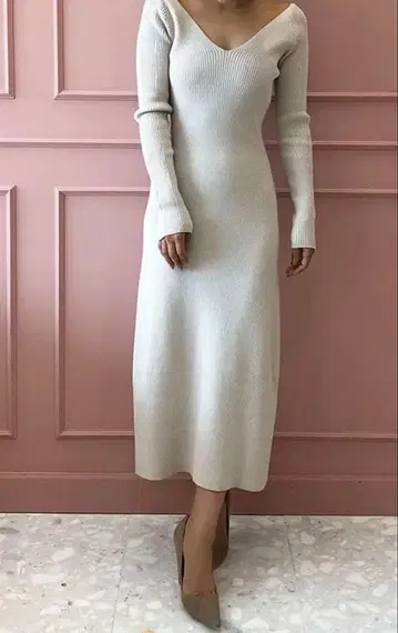 에이미 이스트 월 eimy istoire 양 V 리브 니트 원피스