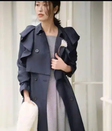 새상품급 셀포드 3WAY 프릴 트렌치코트 네이비 36