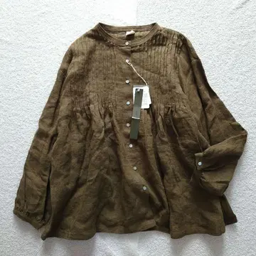 택 포함 08mab 린넨 100% 긴팔 셔츠 턱 루즈핏