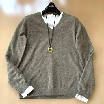 유니클로 미사용 새상품 캐시미어 100 브라운 V넥 니트 긴팔 스웨터