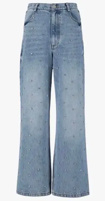 BIBIY 스톤 장식 와이드 레그 데님