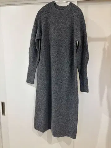 래글런 슬리브 리브 니트 니트 원피스