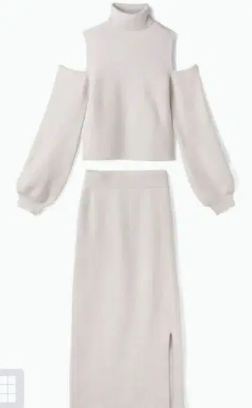 하이넥 리브 니트 원피스 셋업