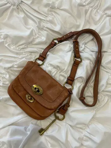 Fossil 브라운 가죽 숄더백 천연 가죽 파슬