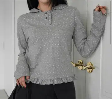 코디북 도트 프릴 상의 긴팔