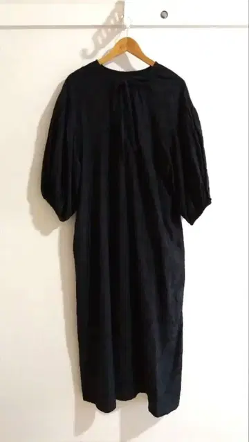 antiqua 안티카 자수 리본 포함 롱 원피스 블랙