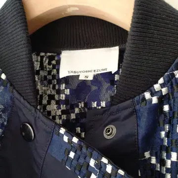 YASUTOSHI EZUMI 네이비 체크 무늬 자켓 S 사이즈