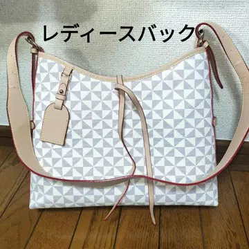 여성용 숄더백 미사용 화이트 베이지 백 인조 가죽