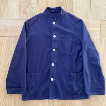 프렌치 워크 자켓 스탠드 카라 M-L 빈티지 네이비