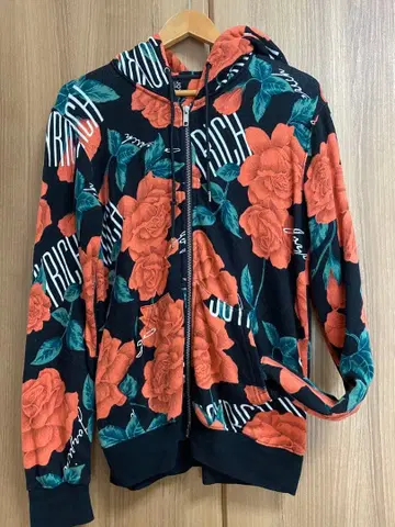 JOYRICH 꽃무늬 후드 부착 집업 후드티