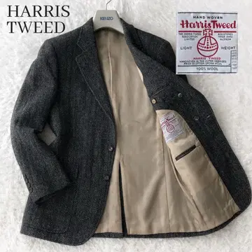 새상품급 해리스 트위드 테일러드 자켓 헤링본 차콜 그레이 L