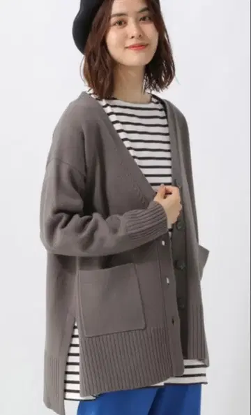 LEPSIM 채워지는 니트 7게이지 케어 니트 가디건