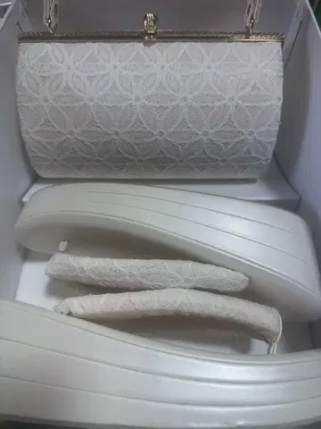 성인식 레이스 조리 23~24.5cm 백 세트 화이트