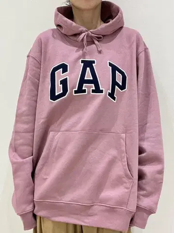 완판 GAP 로고 후드티 M 플리스 핑크 모브 풀오버