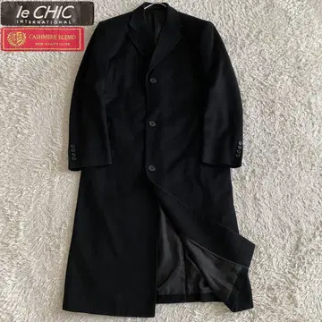 새상품급/LL le CHIC 체스터 코트 캐시미어 블렌드 맥시 길이 블랙