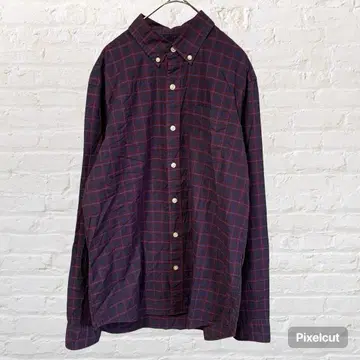 10596 갭 긴팔 버튼 다운 셔츠 S 네이비 계열 체크 아메카지