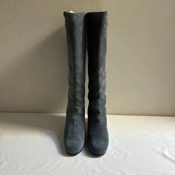 그레이 버클 롱 부츠 중간 힐