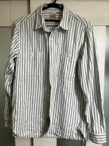 hauston 화이트 스트라이프 긴팔 비에라 셔츠 L
