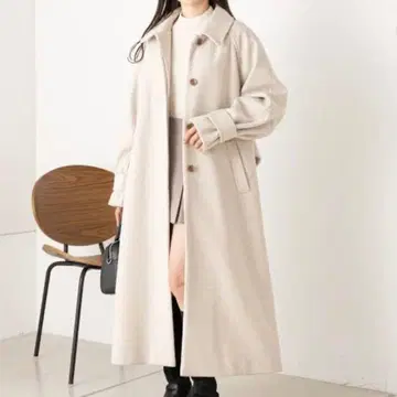 Chico 스텐 칼라 오버 롱 코트 그레이지