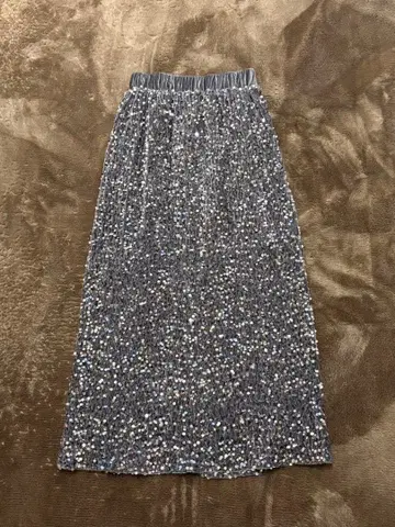 Myine 실버 스팽글 롱 스커트