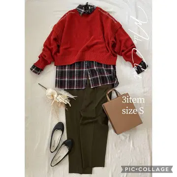 진한 빨간색 니트 세트 여성용 의류 묶음 판매 코디 세트업 가을/겨울