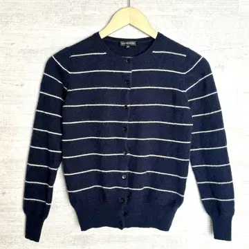 로트레아몽 [캐시미어 100%] 니트 가디건 크루넥 네이비 보더