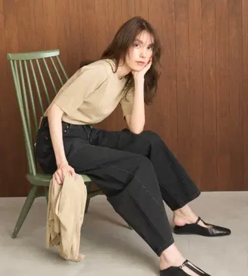 MilaOwen 허리밴딩 커비 데님 [ 워셔블 ] 사이즈0 블랙