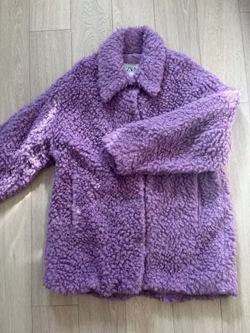 ZARA 보아 자켓 퍼플 울 혼방 자라