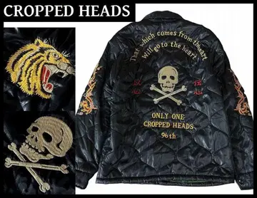 레어 XL 크롭 헤드 호랑이 스컬 용 자수 퀼팅 베트남 자켓