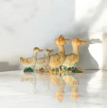 앤티크 주철제 덕 패밀리 빈티지 엄마 오리와 아기 오리 피규린