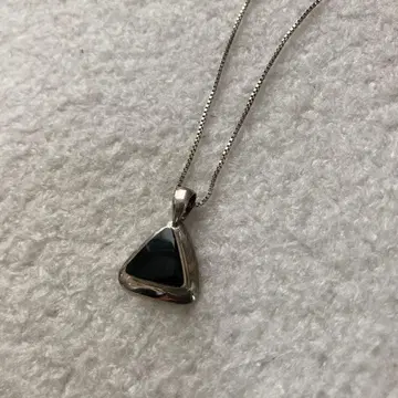 실버 트라이앵글 블랙 오닉스 목걸이 빈티지