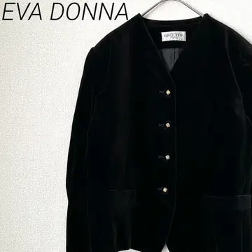 EVA DONNA 노카라 자켓 벨로아 V넥 포켓 부착 레트로