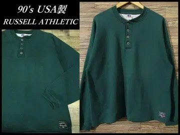 90s 올드 USA제 러셀 속기모 헨리넥 맨투맨 그린 L