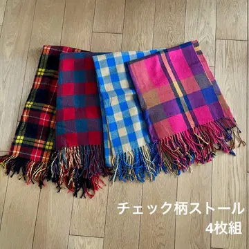 체크 무늬 스톨 4개 세트