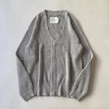 [ 새상품급 ] YAYAwomen 알파카울 V넥 니트 라메 그레이 루즈핏