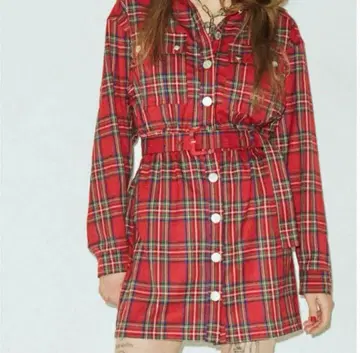 jouetie 프론트 버튼 미니 원피스 체크 원피스 쥬에티