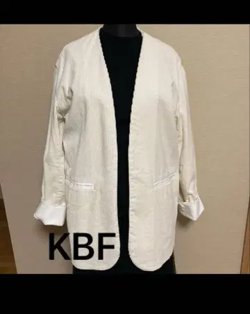 KBF 코듀로이 노카라 자켓 화이트