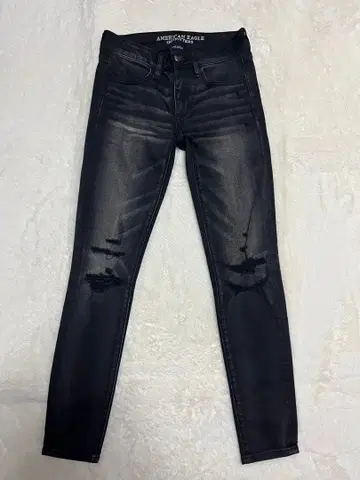 아메리칸 이글 JEGGING 블랙 데미지 데님 US 2
