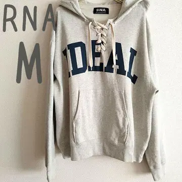 RNA IDEAL 로고 레이스업 그레이 후드 부착 후드티 오버 사이즈