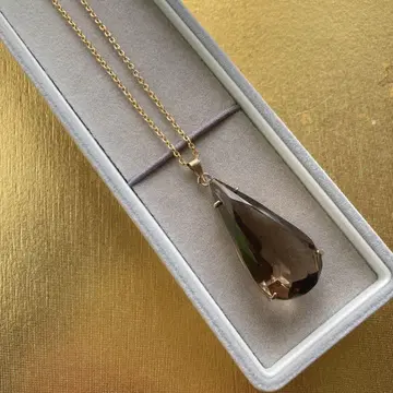 특대형 스모키 쿼츠 드롭 크리스탈 목걸이