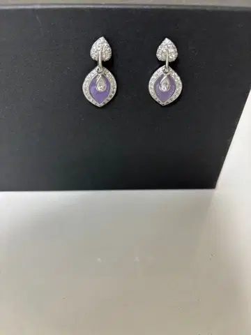 보라색 드롭형 실버 귀걸이