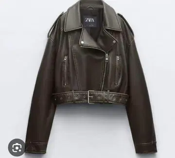 ZARA 인조 가죽 크롭 라이더 자켓 빈티지 가공 XS 짧은 기장