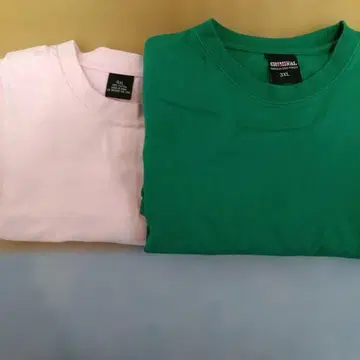 4XL, 3XL 핑크 그린 긴소매 T셔츠 세트